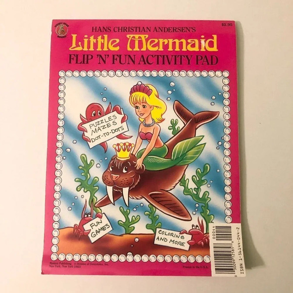 Vtg Hans Andersens Little Mermaid  Flip and Fun Activity Pads 2 Colouring Books - Picture 12 of 16
